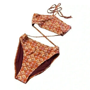Free Prople x Beth Richards Gina One Piece in Triangle Geo Print in Saffron